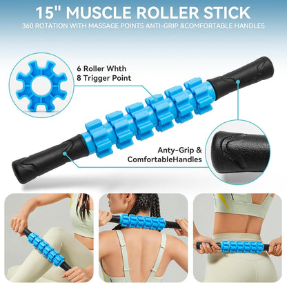 5 in 1 Foam Roller Set Trigger Point Exercise Foam Roller | Deep Tissue Muscle Massage Fitness Foam Roller, Massage Roller, Massage Ball, Stretching Strap, for Whole Body Orange