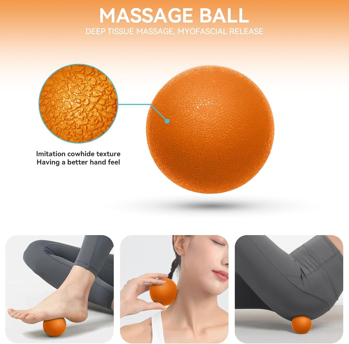 5 in 1 Foam Roller Set Trigger Point Exercise Foam Roller | Deep Tissue Muscle Massage Fitness Foam Roller, Massage Roller, Massage Ball, Stretching Strap, for Whole Body Orange