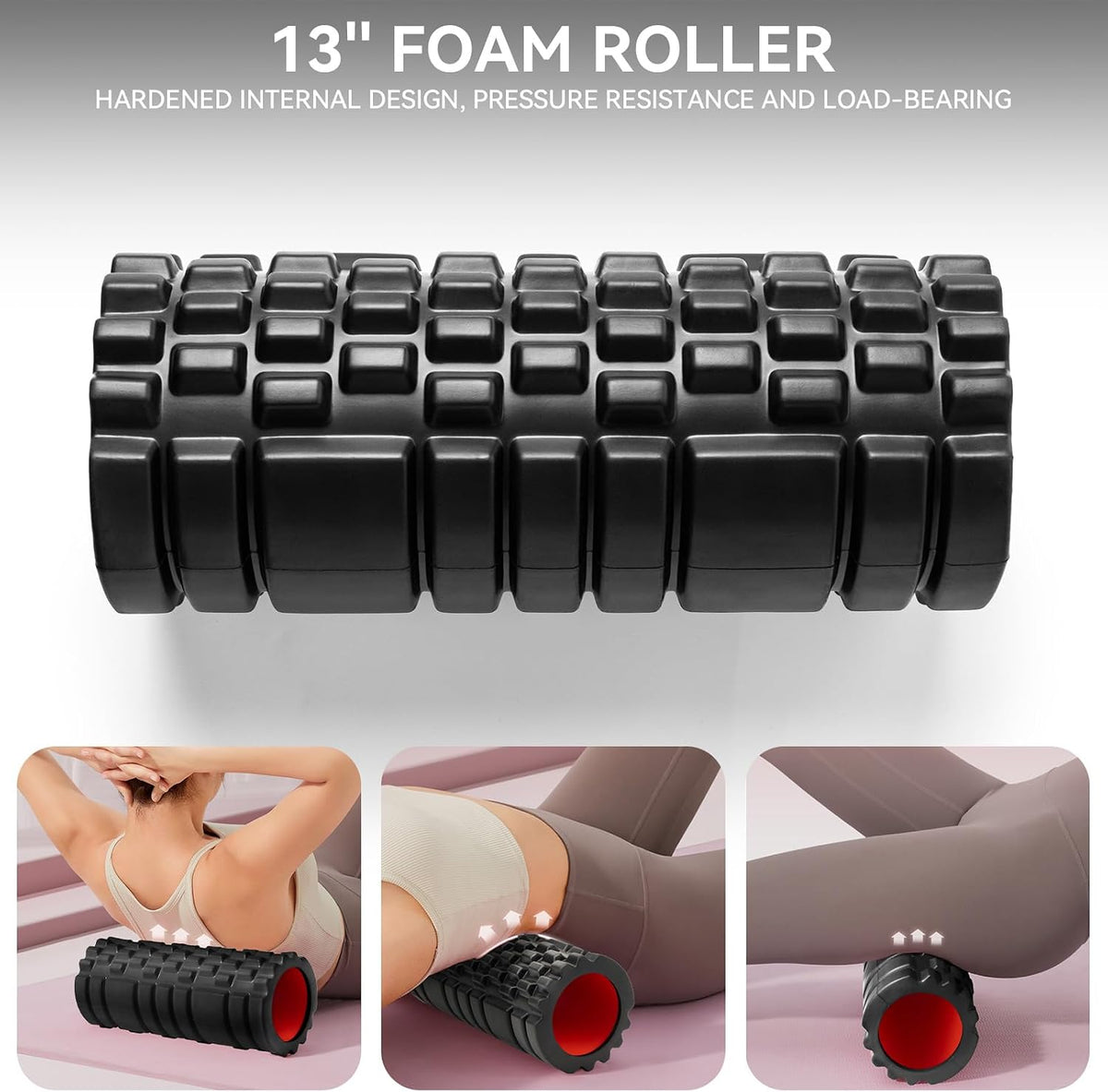 5 in 1 Foam Roller Set Trigger Point Exercise Foam Roller | Deep Tissue Muscle Massage Fitness Foam Roller, Massage Roller, Massage Ball, Stretching Strap, for Whole Body Orange