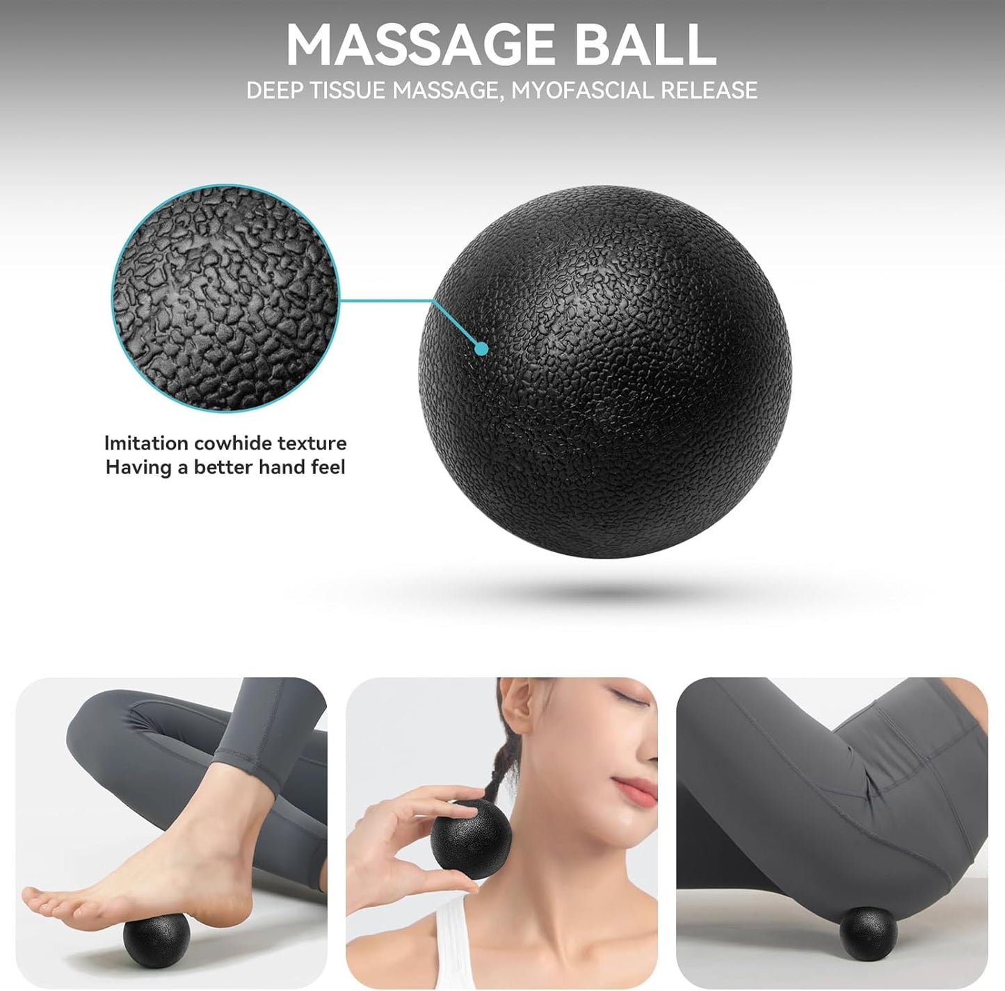5 in 1 Foam Roller Set Trigger Point Exercise Foam Roller | Deep Tissue Muscle Massage Fitness Foam Roller, Massage Roller, Massage Ball, Stretching Strap, for Whole Body Orange