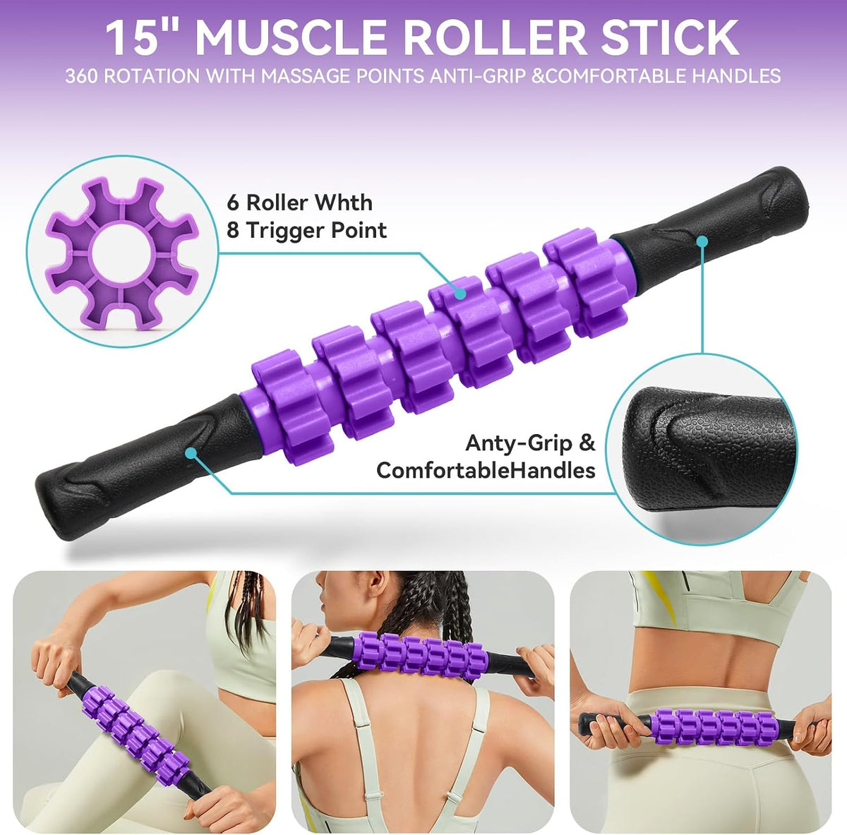 5 in 1 Foam Roller Set Trigger Point Exercise Foam Roller | Deep Tissue Muscle Massage Fitness Foam Roller, Massage Roller, Massage Ball, Stretching Strap, for Whole Body Orange