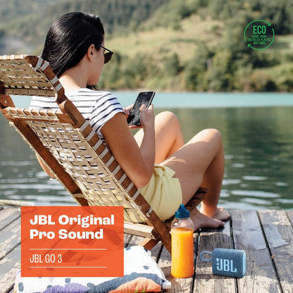 Go 3 - Portable Mini Bluetooth Speaker, big audio and punchy bass, IP67 waterproof and dustproof, 5 hours of playtime, speaker for home, outdoor and travel (Black)