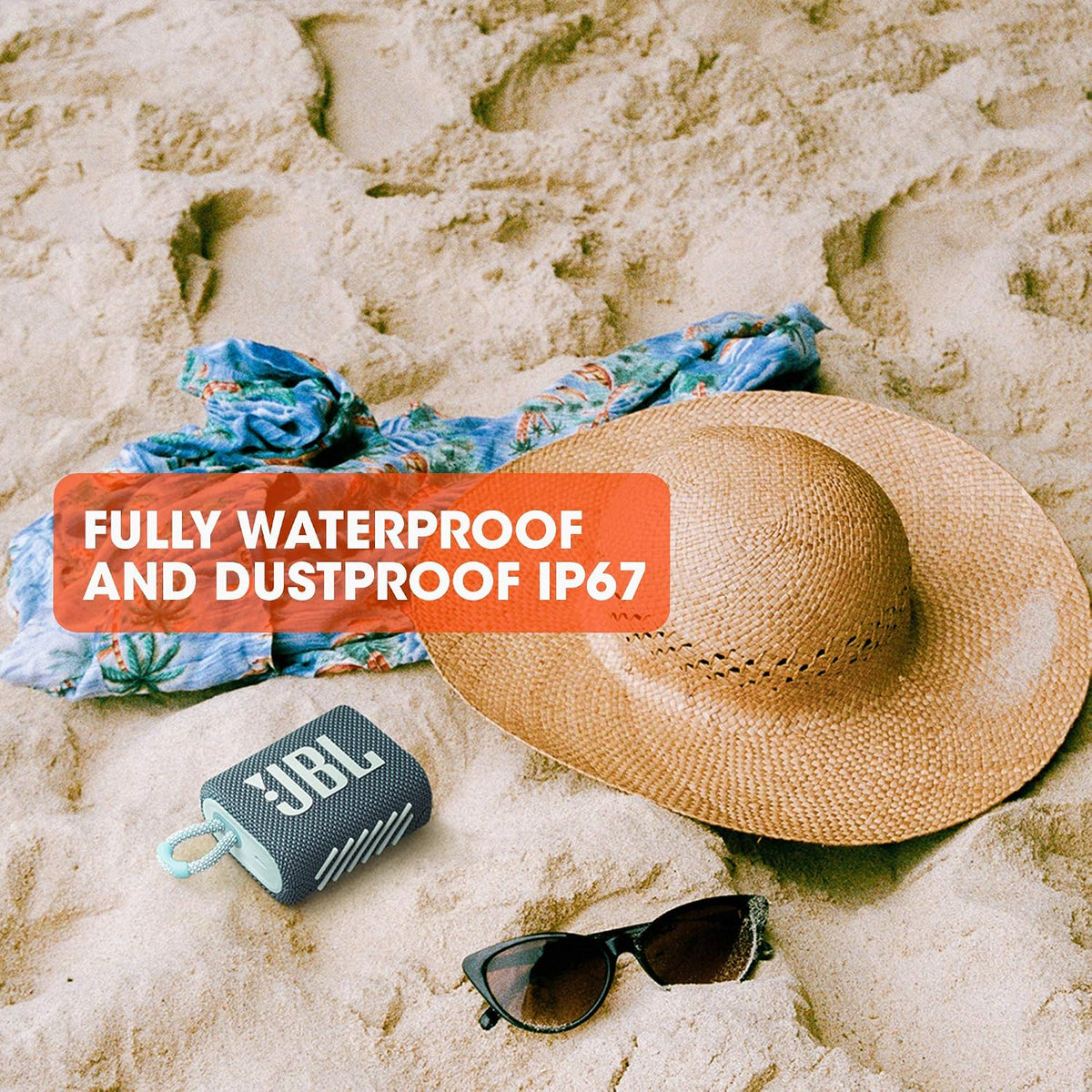 Go 3 - Portable Mini Bluetooth Speaker, big audio and punchy bass, IP67 waterproof and dustproof, 5 hours of playtime, speaker for home, outdoor and travel (Black)