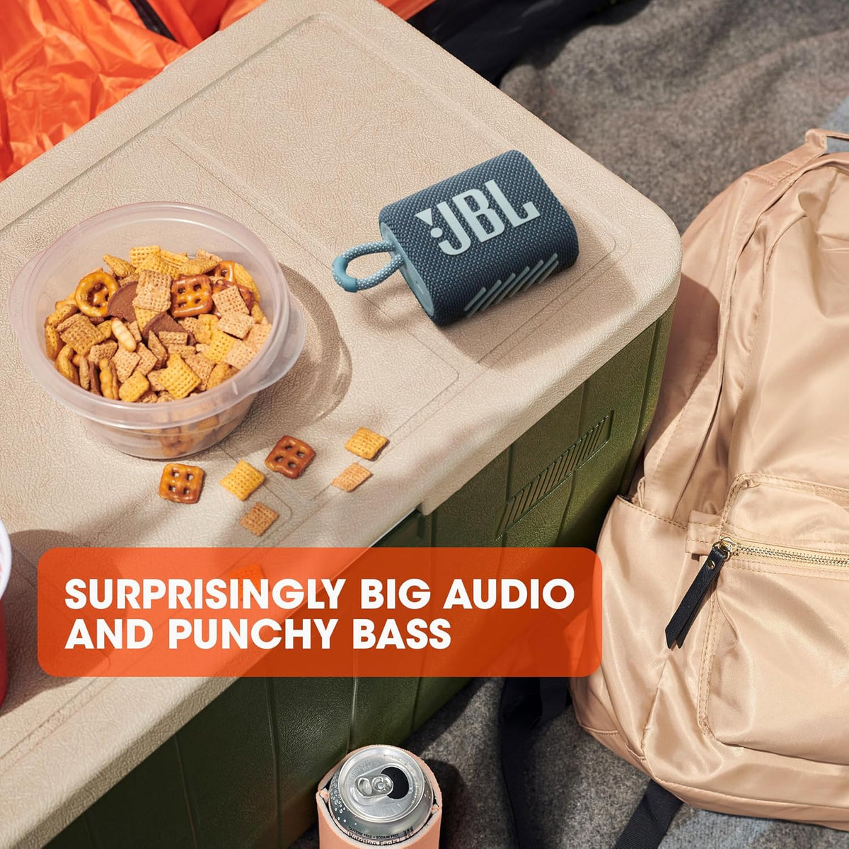 Go 3 - Portable Mini Bluetooth Speaker, big audio and punchy bass, IP67 waterproof and dustproof, 5 hours of playtime, speaker for home, outdoor and travel (Black)