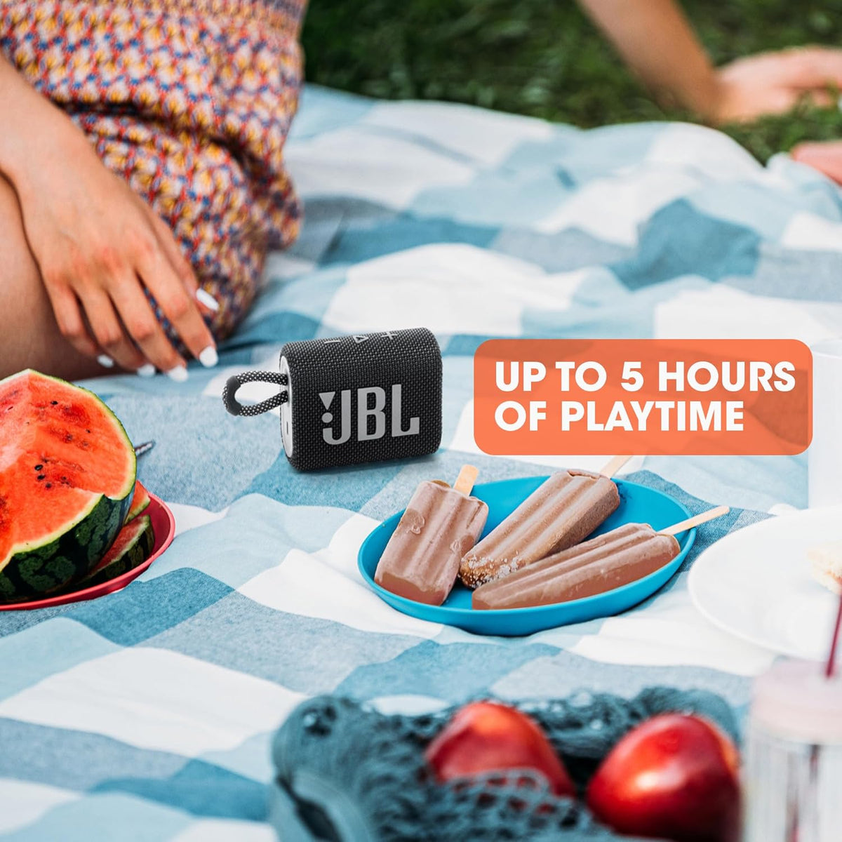 Go 3 - Portable Mini Bluetooth Speaker, big audio and punchy bass, IP67 waterproof and dustproof, 5 hours of playtime, speaker for home, outdoor and travel (Black)