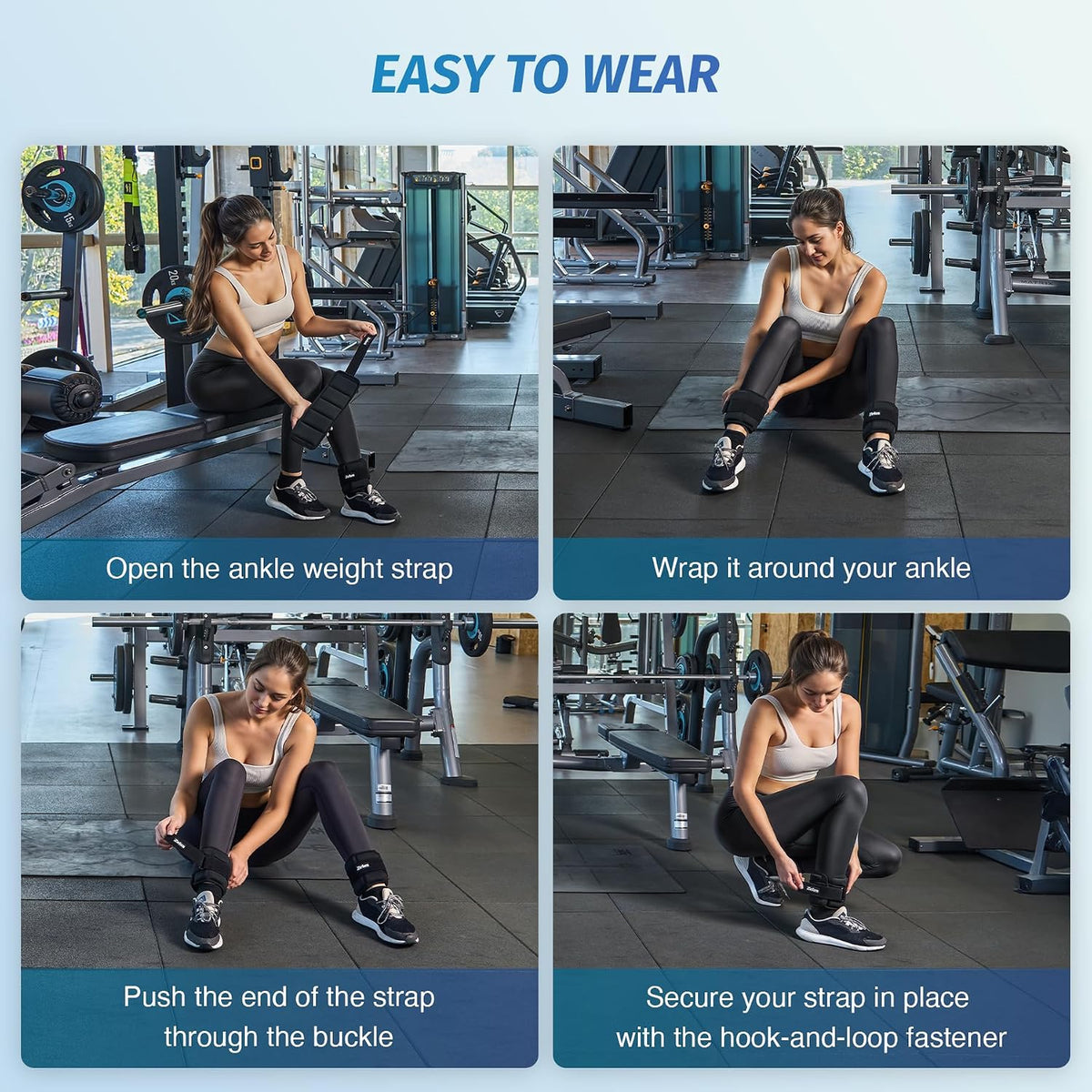 Ultra Thin Adjustable Ankle Weights, 4/7/10 lb Fully Adjustable, Filled with Soft Iron for Slim Fit, Leg Weights for Women Men, Strength Weighted for Gym Home Yoga Walking Running Pilates
