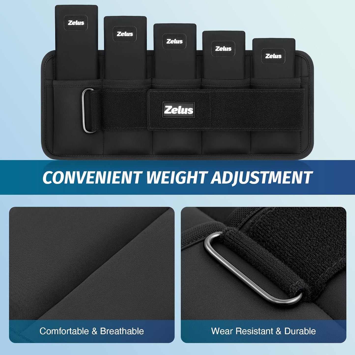 Ultra Thin Adjustable Ankle Weights, 4/7/10 lb Fully Adjustable, Filled with Soft Iron for Slim Fit, Leg Weights for Women Men, Strength Weighted for Gym Home Yoga Walking Running Pilates