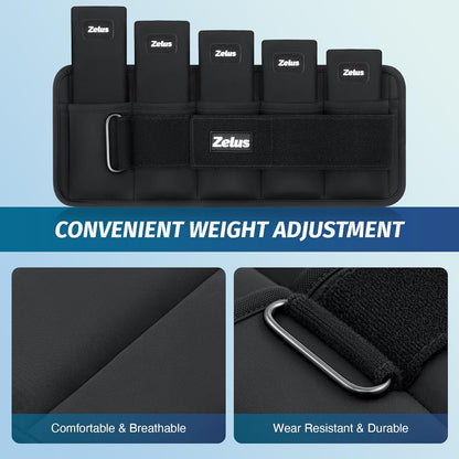 Ultra Thin Adjustable Ankle Weights, 4/7/10 lb Fully Adjustable, Filled with Soft Iron for Slim Fit, Leg Weights for Women Men, Strength Weighted for Gym Home Yoga Walking Running Pilates