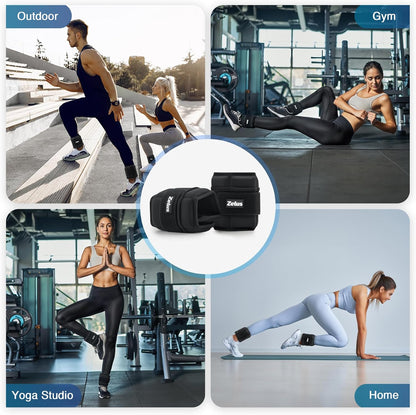 Ultra Thin Adjustable Ankle Weights, 4/7/10 lb Fully Adjustable, Filled with Soft Iron for Slim Fit, Leg Weights for Women Men, Strength Weighted for Gym Home Yoga Walking Running Pilates