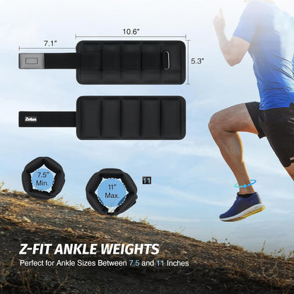 Ultra Thin Adjustable Ankle Weights, 4/7/10 lb Fully Adjustable, Filled with Soft Iron for Slim Fit, Leg Weights for Women Men, Strength Weighted for Gym Home Yoga Walking Running Pilates