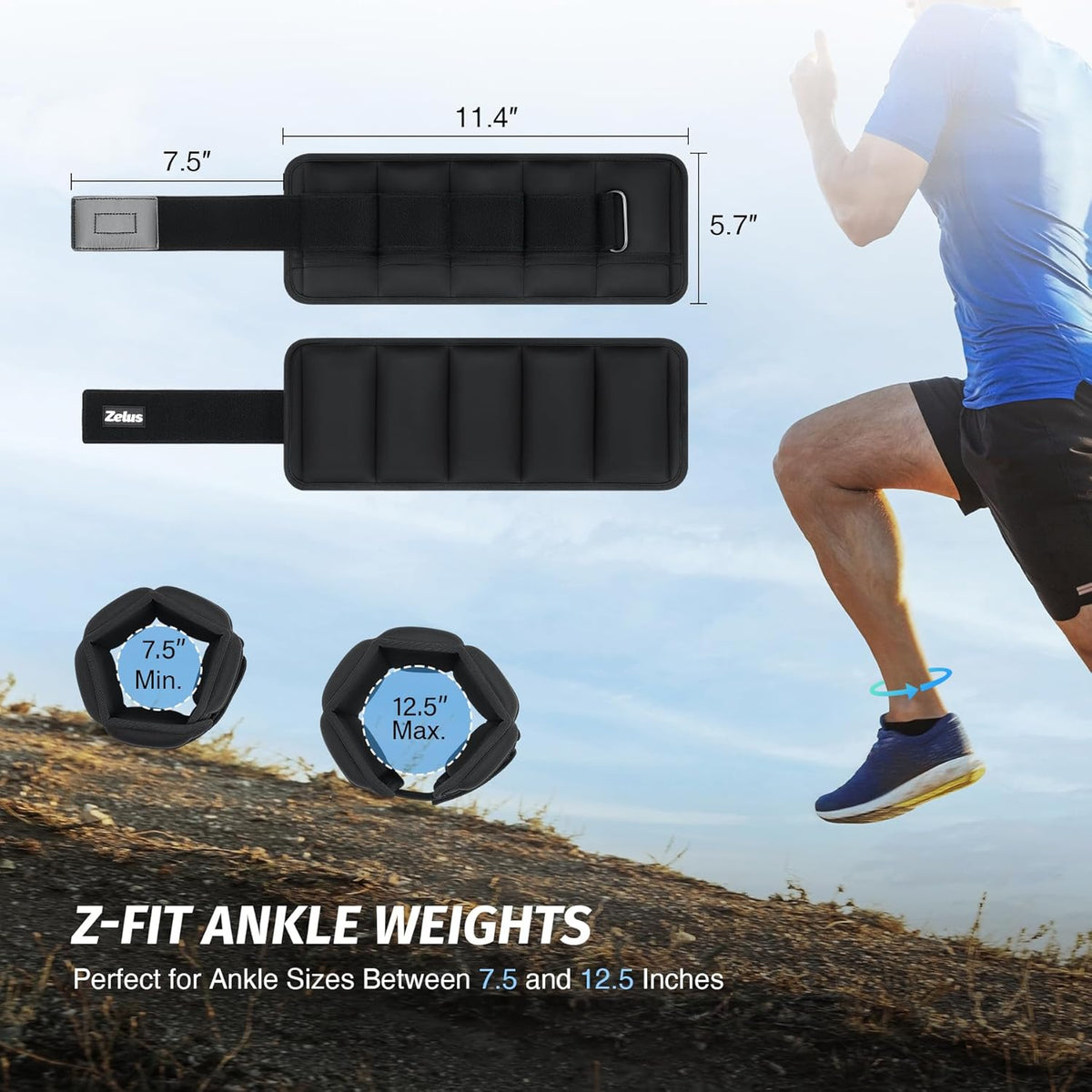 Ultra Thin Adjustable Ankle Weights, 4/7/10 lb Fully Adjustable, Filled with Soft Iron for Slim Fit, Leg Weights for Women Men, Strength Weighted for Gym Home Yoga Walking Running Pilates