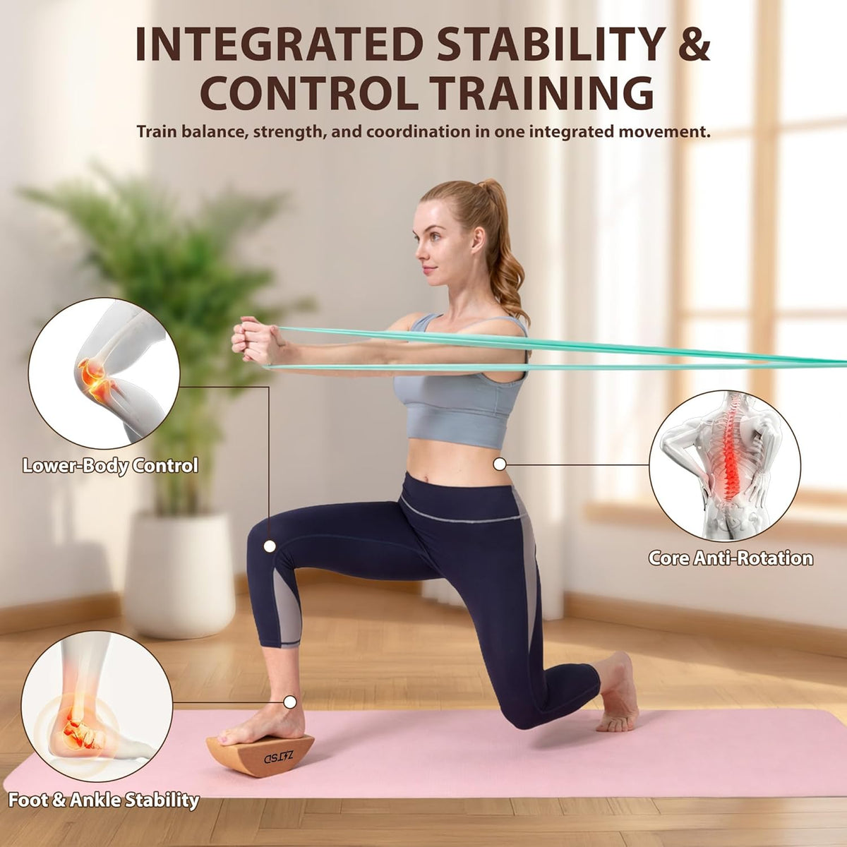 Half Moon Cork Yoga Blocks, 2 Pack Balance Trainer | Half Moon Cork Blocks For Balance Work | Foot Placement Drills | Ankle Mobility and Calf Stretching | Bag and Guide Included