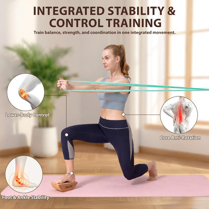Half Moon Cork Yoga Blocks, 2 Pack Balance Trainer | Half Moon Cork Blocks For Balance Work | Foot Placement Drills | Ankle Mobility and Calf Stretching | Bag and Guide Included