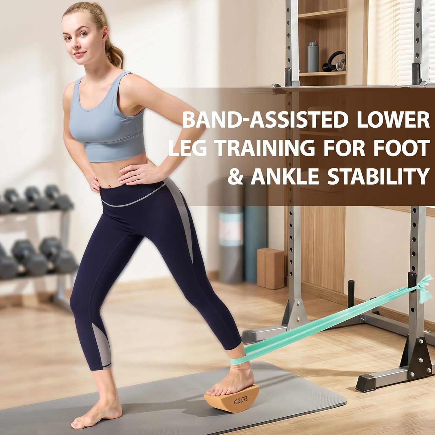Half Moon Cork Yoga Blocks, 2 Pack Balance Trainer | Half Moon Cork Blocks For Balance Work | Foot Placement Drills | Ankle Mobility and Calf Stretching | Bag and Guide Included