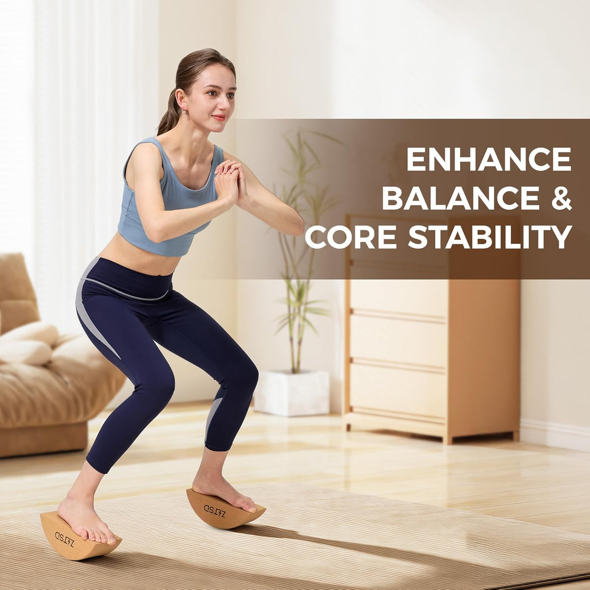 Half Moon Cork Yoga Blocks, 2 Pack Balance Trainer | Half Moon Cork Blocks For Balance Work | Foot Placement Drills | Ankle Mobility and Calf Stretching | Bag and Guide Included