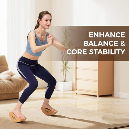 Half Moon Cork Yoga Blocks, 2 Pack Balance Trainer | Half Moon Cork Blocks For Balance Work | Foot Placement Drills | Ankle Mobility and Calf Stretching | Bag and Guide Included