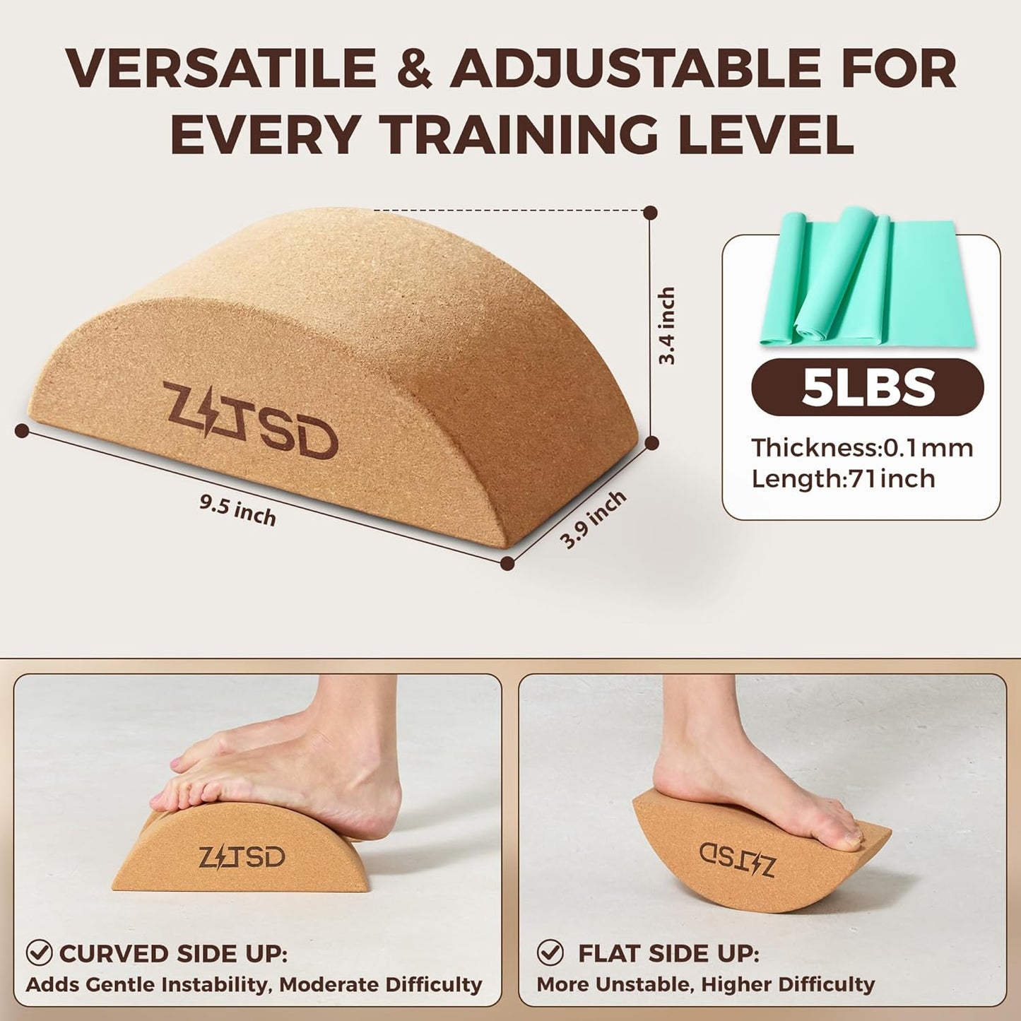 Half Moon Cork Yoga Blocks, 2 Pack Balance Trainer | Half Moon Cork Blocks For Balance Work | Foot Placement Drills | Ankle Mobility and Calf Stretching | Bag and Guide Included