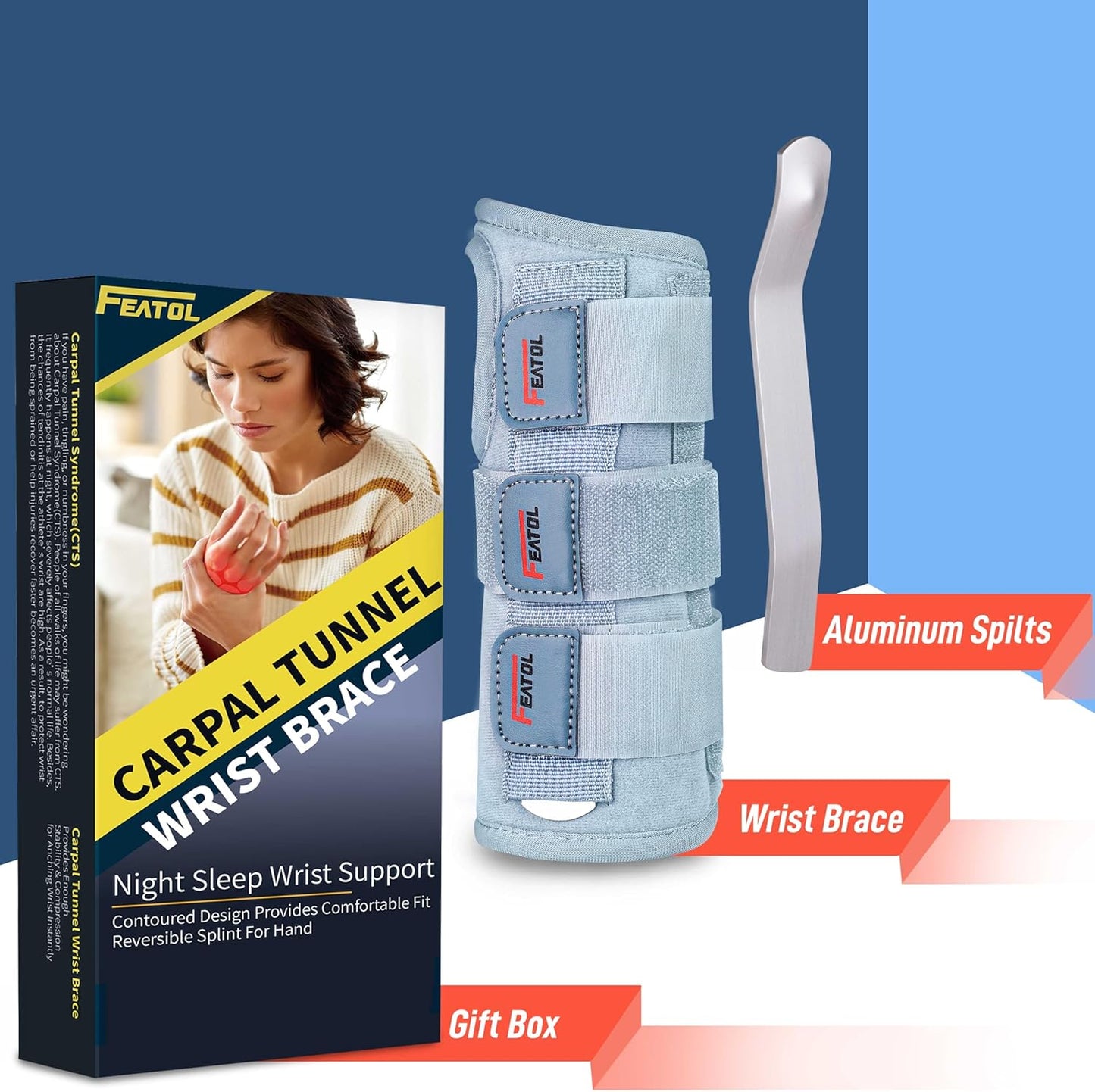 Wrist Brace Hand Brace, Carpal Tunnel Wrist Splint Night Support for Women Men, Pain Relief Support -Tendonitis, Arthritis, Sprain, Right Hand, Small/Medium