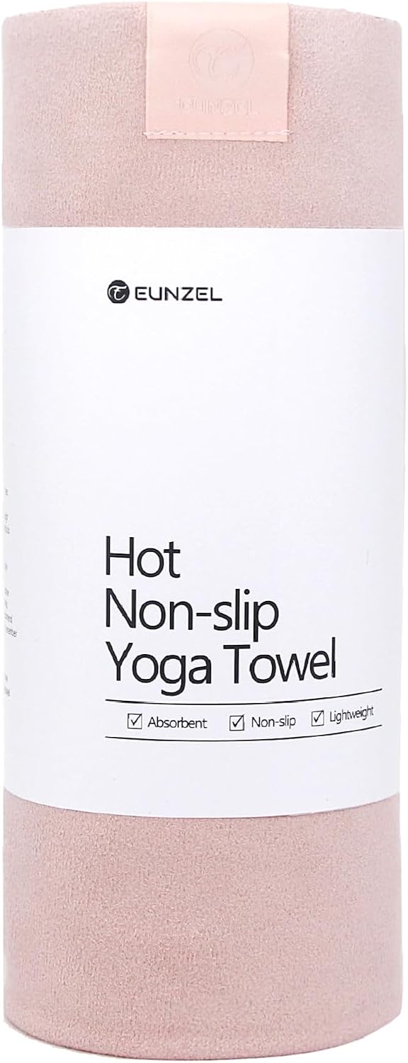 Hot Yoga Towel, Super Absorbent Yoga Mat Towel Soft Suede Microfiber Non-Slip Towel for Bikram Pilates and Yoga Mats 72" x 26.5", Pink