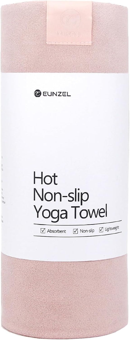 Hot Yoga Towel, Super Absorbent Yoga Mat Towel Soft Suede Microfiber Non-Slip Towel for Bikram Pilates and Yoga Mats 72" x 26.5", Pink
