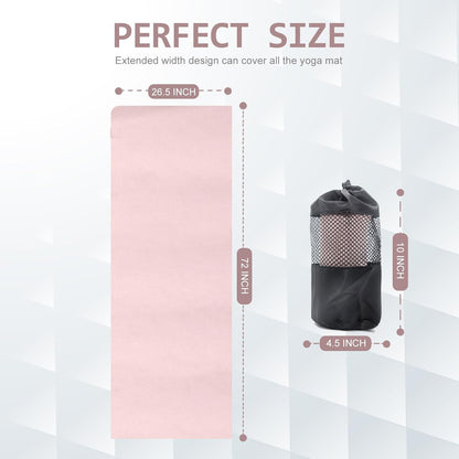 Hot Yoga Towel, Super Absorbent Yoga Mat Towel Soft Suede Microfiber Non-Slip Towel for Bikram Pilates and Yoga Mats 72" x 26.5", Pink