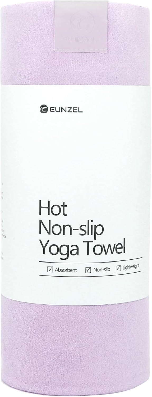 Hot Yoga Towel, Super Absorbent Yoga Mat Towel Soft Suede Microfiber Non-Slip Towel for Bikram Pilates and Yoga Mats 72" x 26.5", Pink