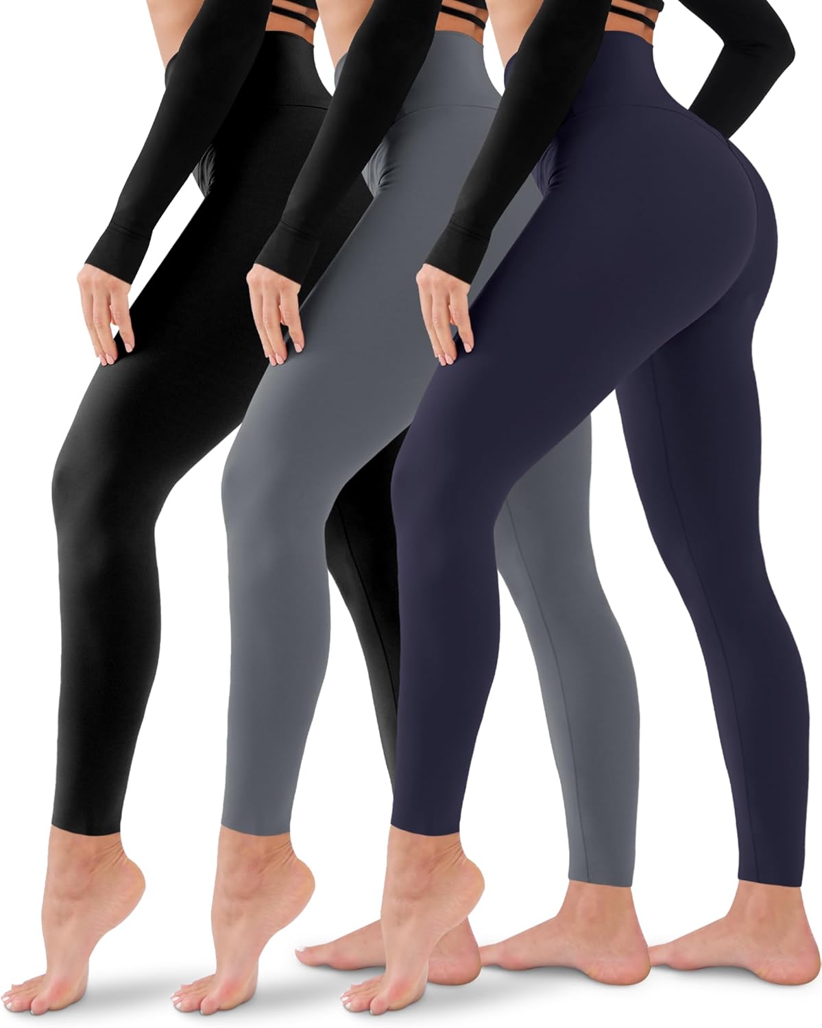 3 Pack Leggings for Women-No See-Through High Waisted Tummy Control Yoga Pants Workout Running Legging