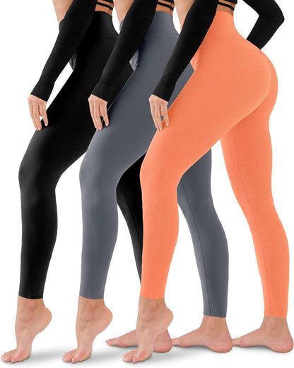 3 Pack Leggings for Women-No See-Through High Waisted Tummy Control Yoga Pants Workout Running Legging
