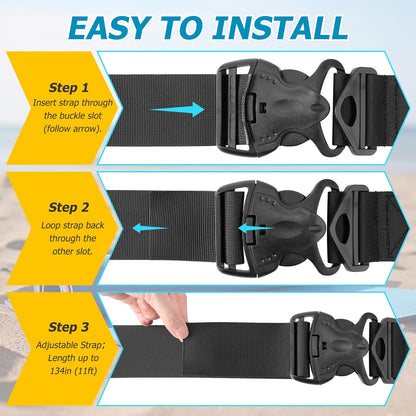 Enhon 2 Pack Floating Mat Straps, 94 Inch Long Pad Straps with Quick Release Buckles, Reusable Storage Strap for Floating Mats, Baby Crawling Mats, Yoga or Camping Pads