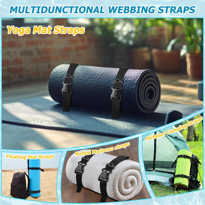 Enhon 2 Pack Floating Mat Straps, 94 Inch Long Pad Straps with Quick Release Buckles, Reusable Storage Strap for Floating Mats, Baby Crawling Mats, Yoga or Camping Pads