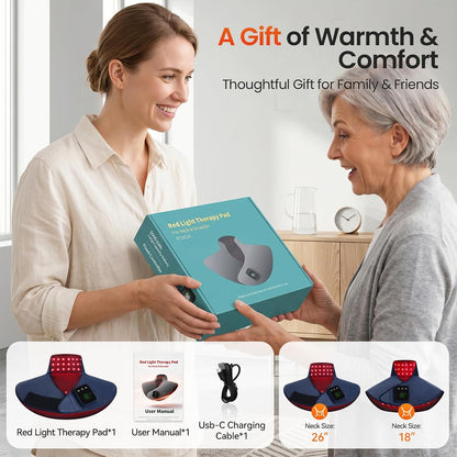 Red Light Therapy for Neck Shoulder, 3 Massage and Timer,122 LEDs 660nm 850nm Infrared Light Therapy Wrap, Wearable 5000mAh Cordless Therapy Pad for Body, Home Office Outdoor Use
