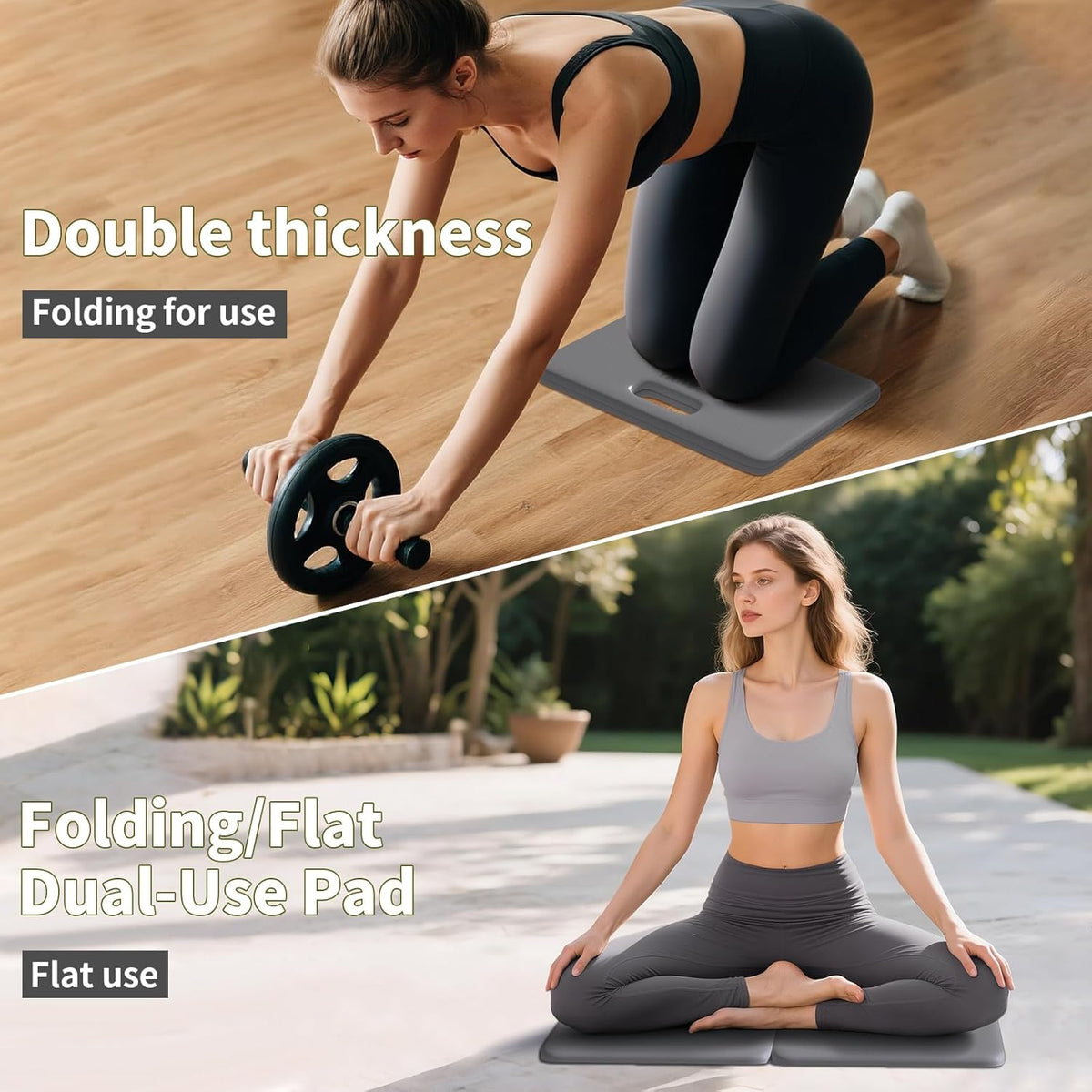 Yoga Knee Pad - 1 Inch Thick with Extra Cushioning, Pain-Free for Knees, Elbows, Wrists and Back | Foldable and Multi-Functional, Suitable for Home Gym, Pilates, Plank, Abdominal Training Fitness Mat