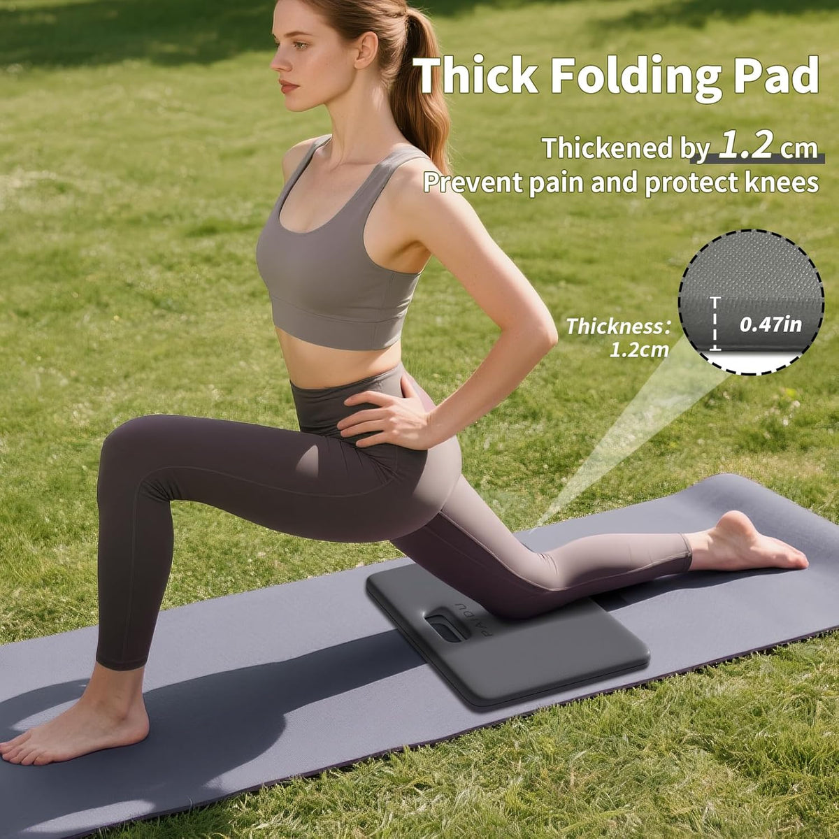 Yoga Knee Pad - 1 Inch Thick with Extra Cushioning, Pain-Free for Knees, Elbows, Wrists and Back | Foldable and Multi-Functional, Suitable for Home Gym, Pilates, Plank, Abdominal Training Fitness Mat