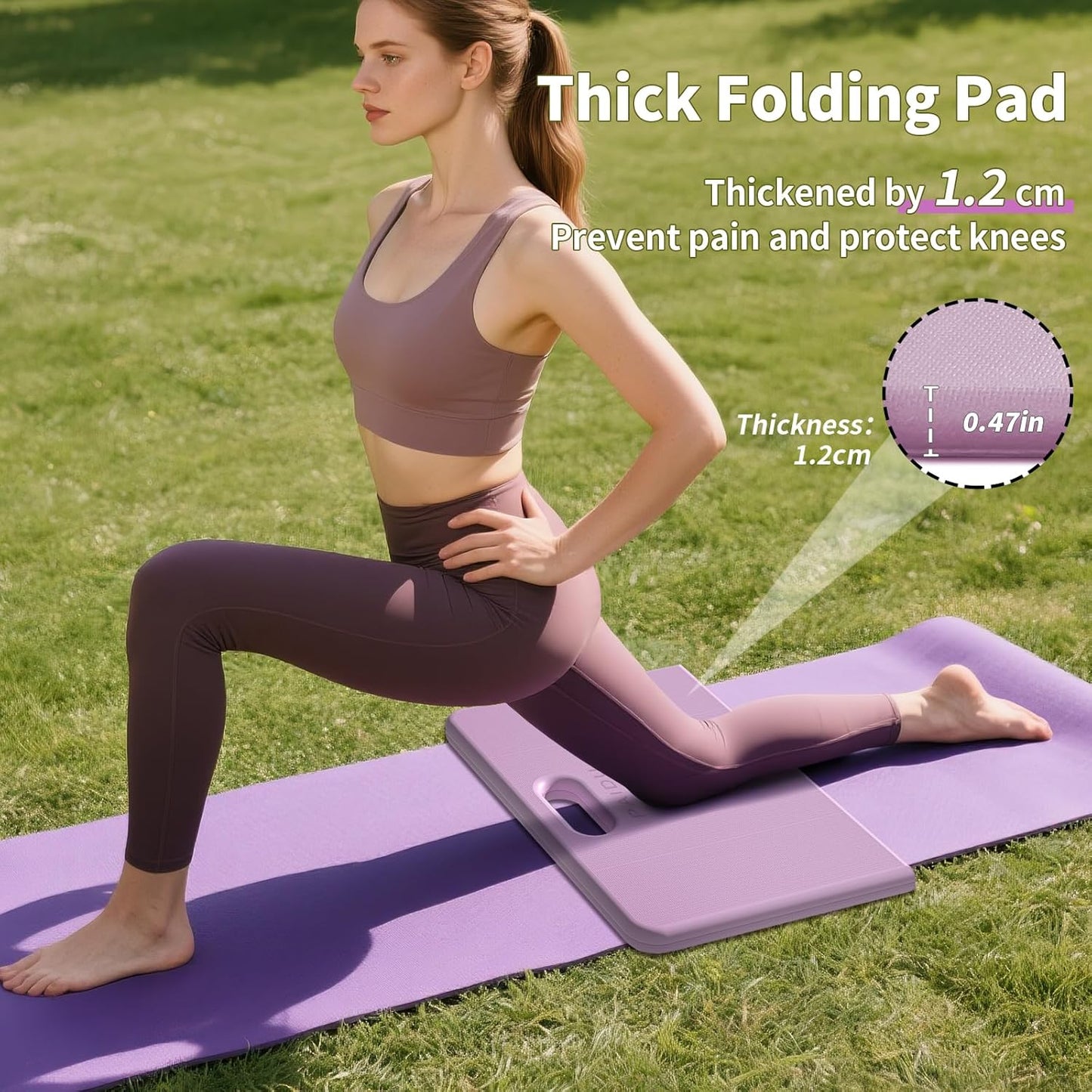 Yoga Knee Pad - 1 Inch Thick with Extra Cushioning, Pain-Free for Knees, Elbows, Wrists and Back | Foldable and Multi-Functional, Suitable for Home Gym, Pilates, Plank, Abdominal Training Fitness Mat