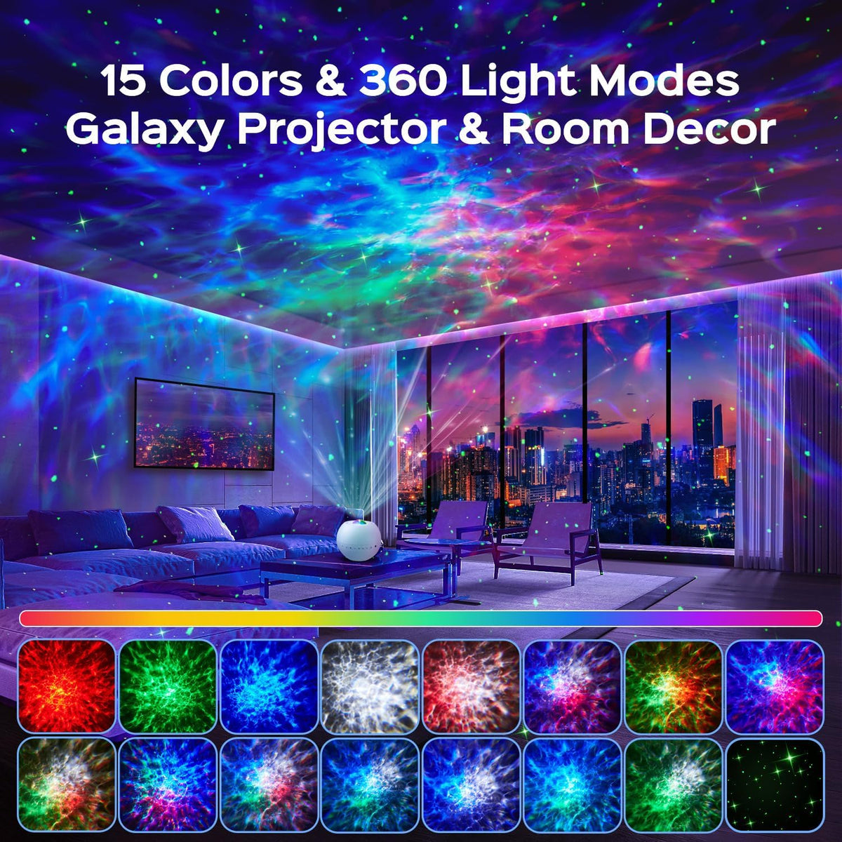 360 Lights Galaxy Projector Star Projector Teen Girl Gifts Trendy Stuff Birthday Gifts Teen Boys Gift Ideas Women Gifts Lava Lamp 15 White Noise+ Bluetooth Room Decor Led Lights for Bedroom