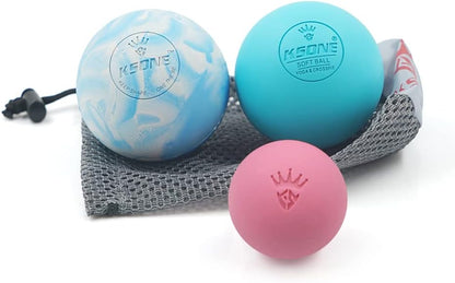 Massage Lacrosse Balls -Massage Balls for Myofacial Release&Trigger Point Therapy-Set of 2-Hard Lacrosse Massage Ball &Soft Massage Ball with one mini Ball