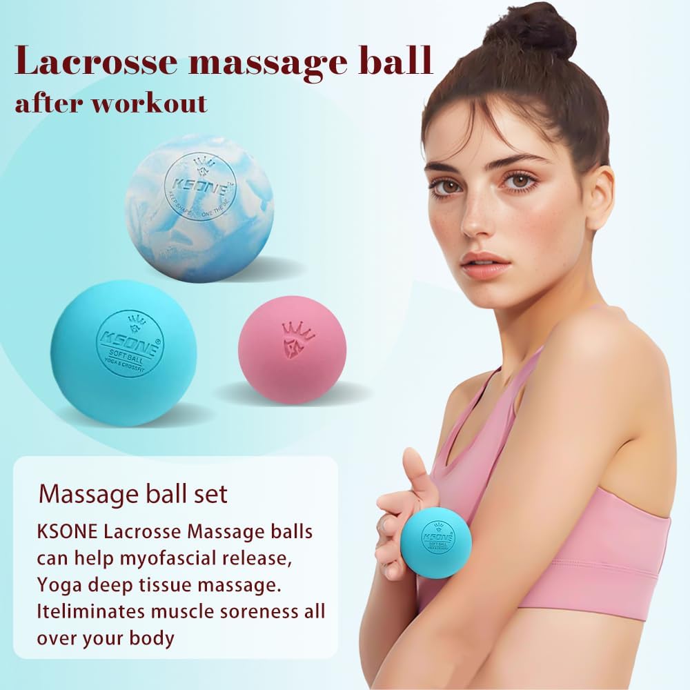 Massage Lacrosse Balls -Massage Balls for Myofacial Release&Trigger Point Therapy-Set of 2-Hard Lacrosse Massage Ball &Soft Massage Ball with one mini Ball