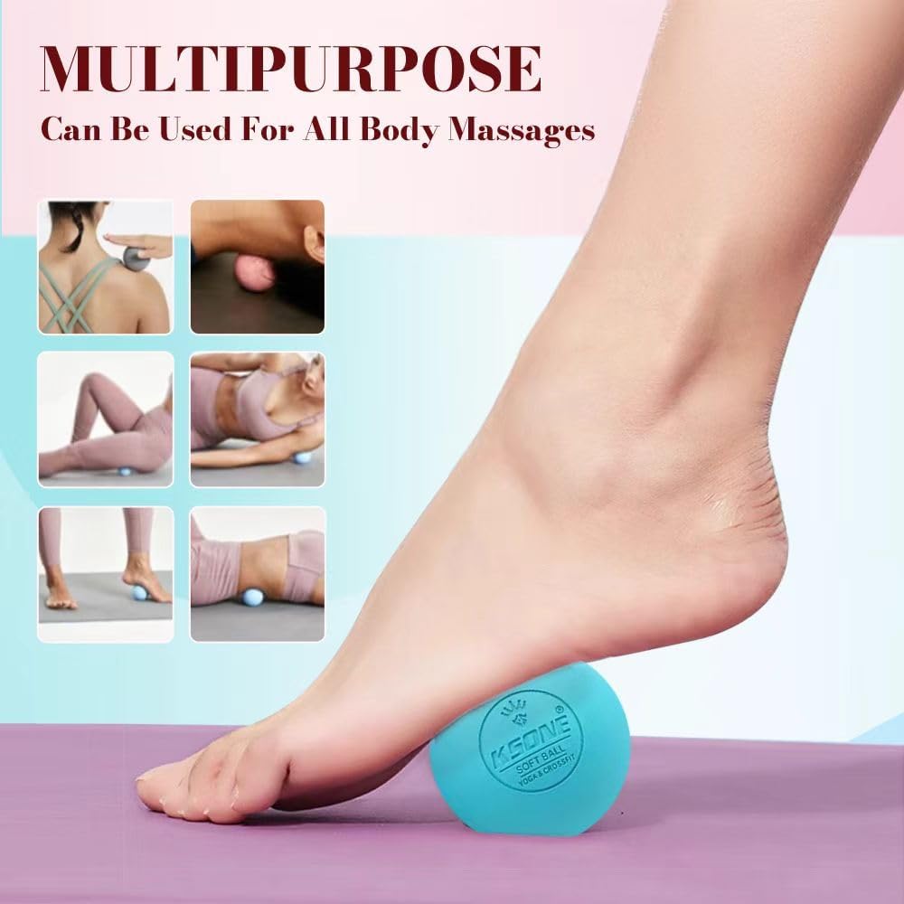 Massage Lacrosse Balls -Massage Balls for Myofacial Release&Trigger Point Therapy-Set of 2-Hard Lacrosse Massage Ball &Soft Massage Ball with one mini Ball