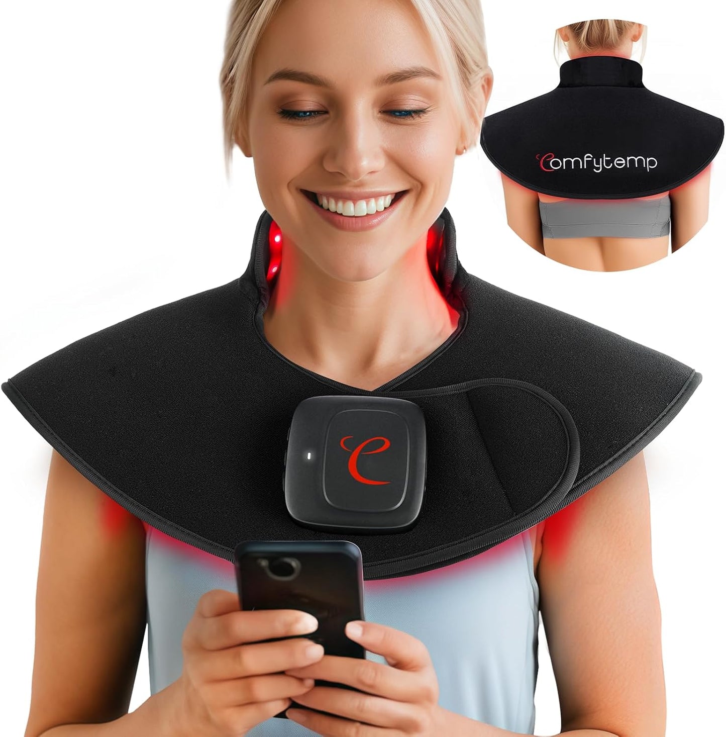 Cordless Red Light Therapy for Neck Shoulder, 19W, 660nm & 850nm