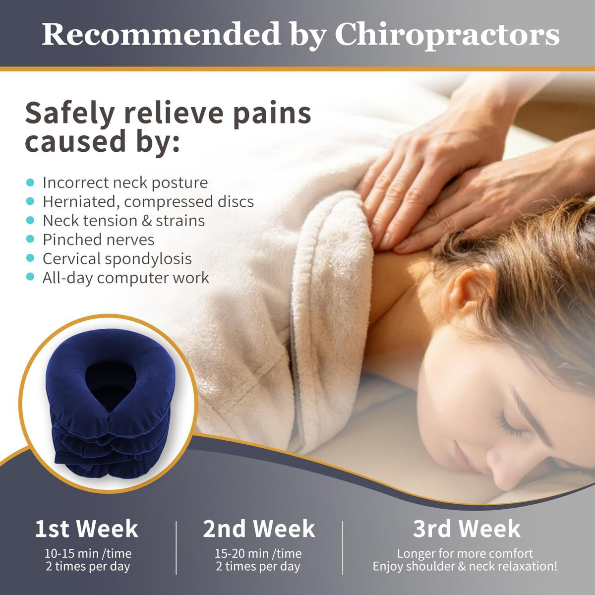Electric Pump Cervical Neck Traction Device for Neck Pain Relief, One-Click-to-Inflate Neck Stretcher Support Brace for Home Use Neck Decompression (Built-in Battery & Motor Powered)