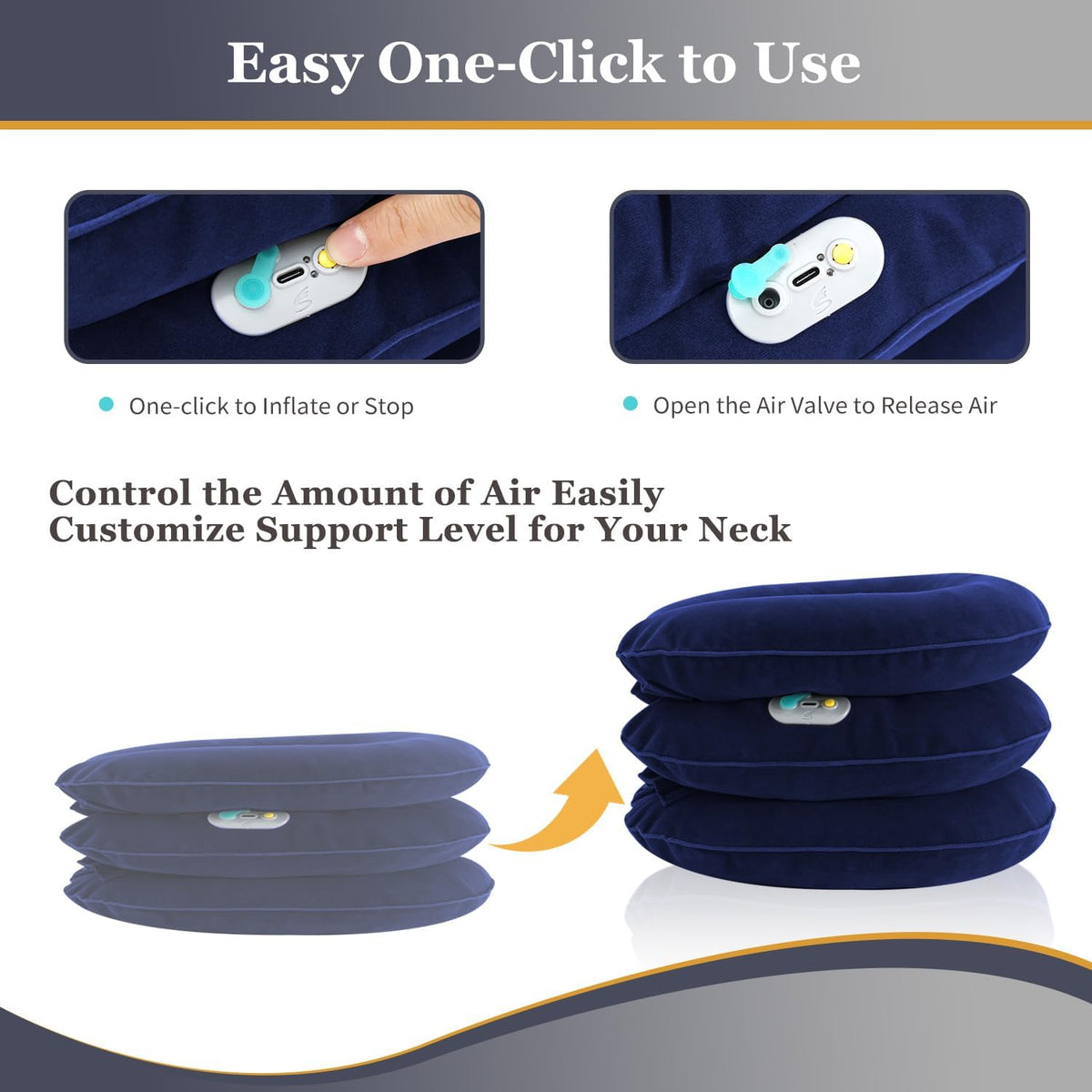 Electric Pump Cervical Neck Traction Device for Neck Pain Relief, One-Click-to-Inflate Neck Stretcher Support Brace for Home Use Neck Decompression (Built-in Battery & Motor Powered)