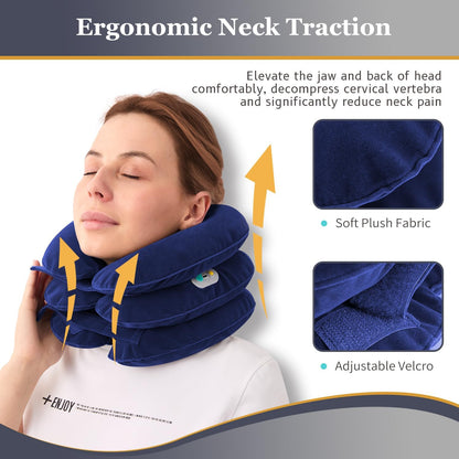Electric Pump Cervical Neck Traction Device for Neck Pain Relief, One-Click-to-Inflate Neck Stretcher Support Brace for Home Use Neck Decompression (Built-in Battery & Motor Powered)