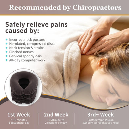 Electric Pump Cervical Neck Traction Device for Neck Pain Relief, One-Click-to-Inflate Neck Stretcher Support Brace for Home Use Neck Decompression (Built-in Battery & Motor Powered)