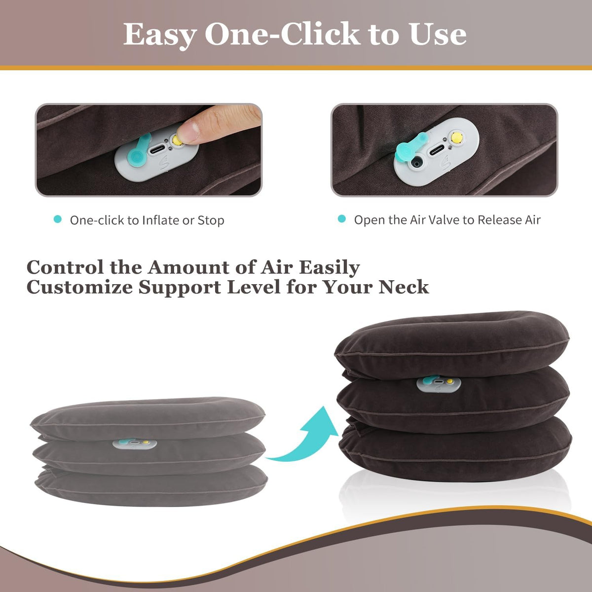 Electric Pump Cervical Neck Traction Device for Neck Pain Relief, One-Click-to-Inflate Neck Stretcher Support Brace for Home Use Neck Decompression (Built-in Battery & Motor Powered)