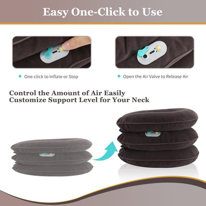 Electric Pump Cervical Neck Traction Device for Neck Pain Relief, One-Click-to-Inflate Neck Stretcher Support Brace for Home Use Neck Decompression (Built-in Battery & Motor Powered)