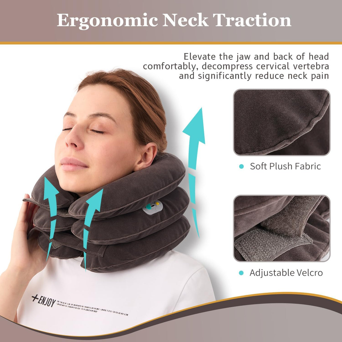Electric Pump Cervical Neck Traction Device for Neck Pain Relief, One-Click-to-Inflate Neck Stretcher Support Brace for Home Use Neck Decompression (Built-in Battery & Motor Powered)