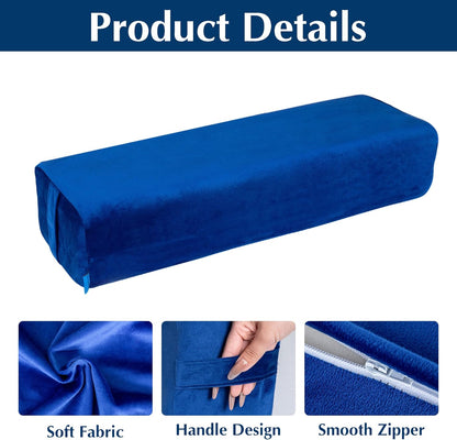 2-Pack Yoga Bolster Pillow Set: Rectangular & Cylinder Pillows for Meditation and Support, Yoga Pillows with Washable Velvet Cover, Triple-Layer Sponge with Carry Handle, Blue