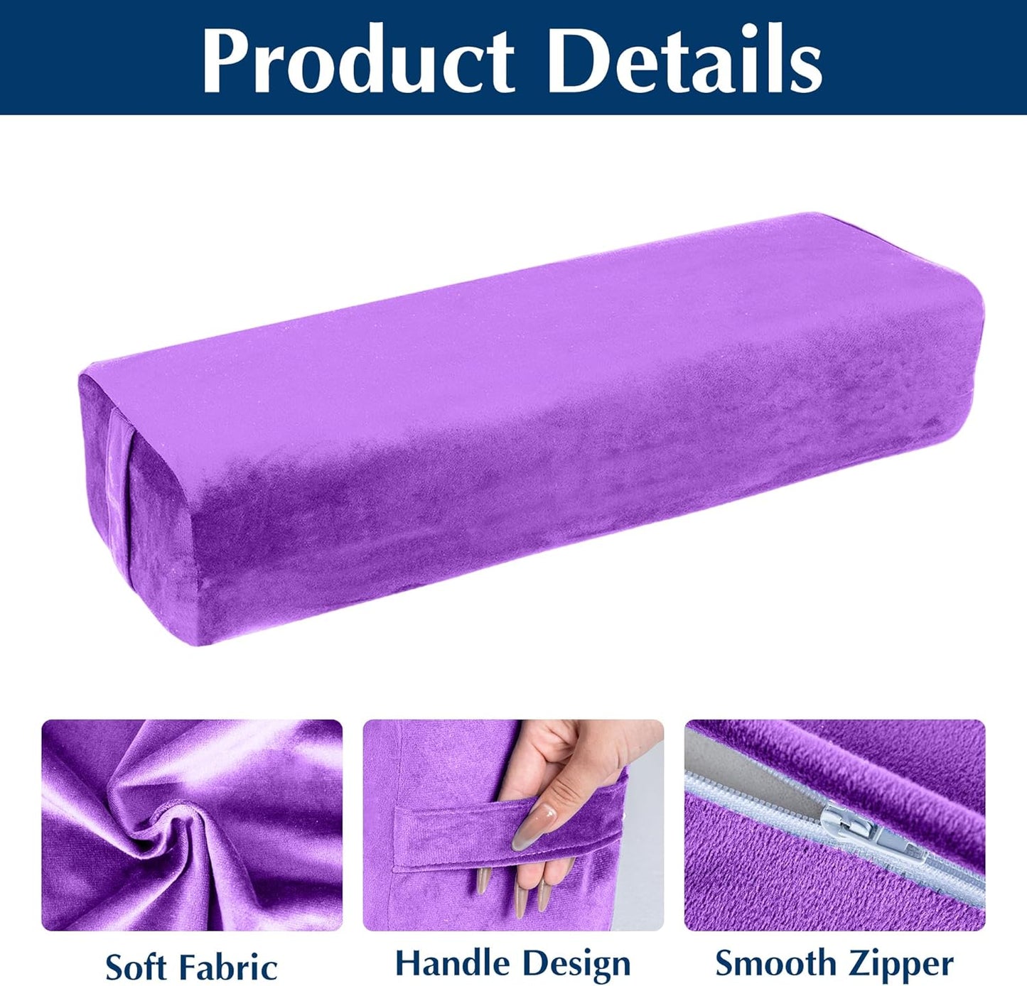 2-Pack Yoga Bolster Pillow Set: Rectangular & Cylinder Pillows for Meditation and Support, Yoga Pillows with Washable Velvet Cover, Triple-Layer Sponge with Carry Handle, Blue
