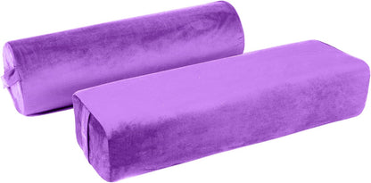 2-Pack Yoga Bolster Pillow Set: Rectangular & Cylinder Pillows for Meditation and Support, Yoga Pillows with Washable Velvet Cover, Triple-Layer Sponge with Carry Handle, Blue