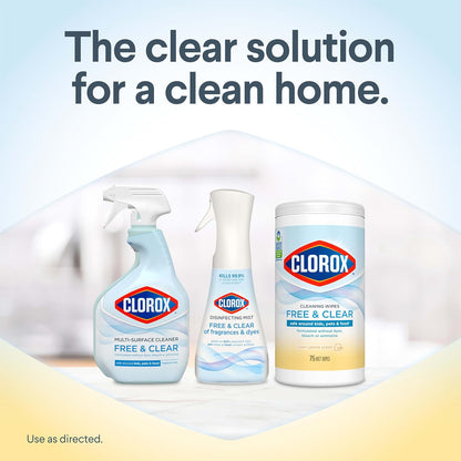 Free & Clear Cleaning Wipes, Light Lemon Scent, 75 Count, Pack of 3 (Pack May Vary)